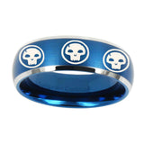 8mm-Multiple-Skull-Dome-Brushed-Blue-2-Tone-Tungsten-Carbide-Mens-Promise-Ring