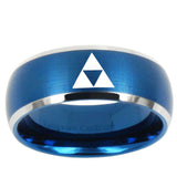 10mm Zelda Triforce Dome Brushed Blue 2 Tone Tungsten Ring