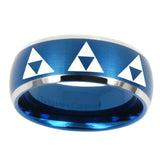 10mm-Multiple-Zelda-Triforce-Dome-Brushed-Blue-2-Tone-Tungsten-Men's-Ring