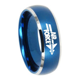 8mm Brush Blue Dome Air Force Tungsten Carbide 2 Tone Laser Engraved Ring