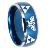 10mm-Legend-of-Zelda-Dome-Brushed-Blue-2-Tone-Tungsten-Men's-Promise-Rings