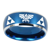 10mm-Legend-of-Zelda-Dome-Brushed-Blue-2-Tone-Tungsten-Men's-Promise-Rings