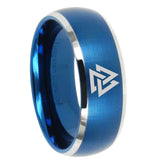 8mm Viking Symbol Dome Matte Blue Tungsten Ring Men