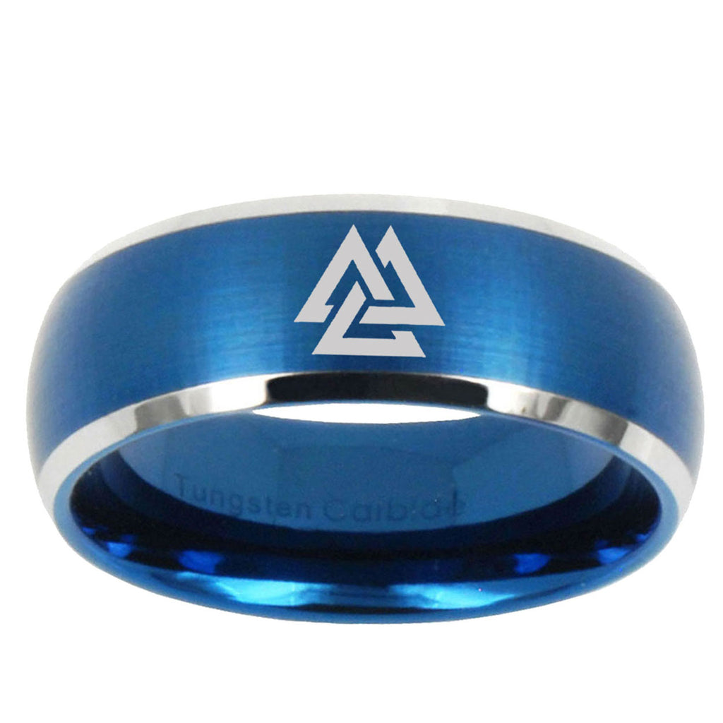 5MMViking Symbol Dome Matte Blue Tungsten Ring Men
