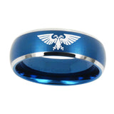 10mm-Aquila-Dome-Brushed-Blue-2-Tone-Tungsten-Carbide-Mens-Ring