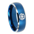 8MM Yellow Lantern Dome Matte Blue Engraved Tungsten Rings