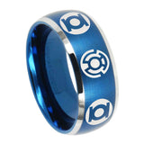 8mm Blue Green Lantern Dome Matte Blue Tungsten Carbide Rings For Men