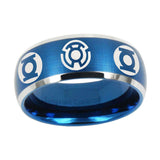5, 8mm Blue Green Lantern Dome Matte Blue Tungsten Carbide Rings For Men