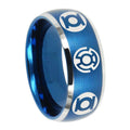 8MM Blue Green Lantern Dome Matte Blue Tungsten Ring For Men