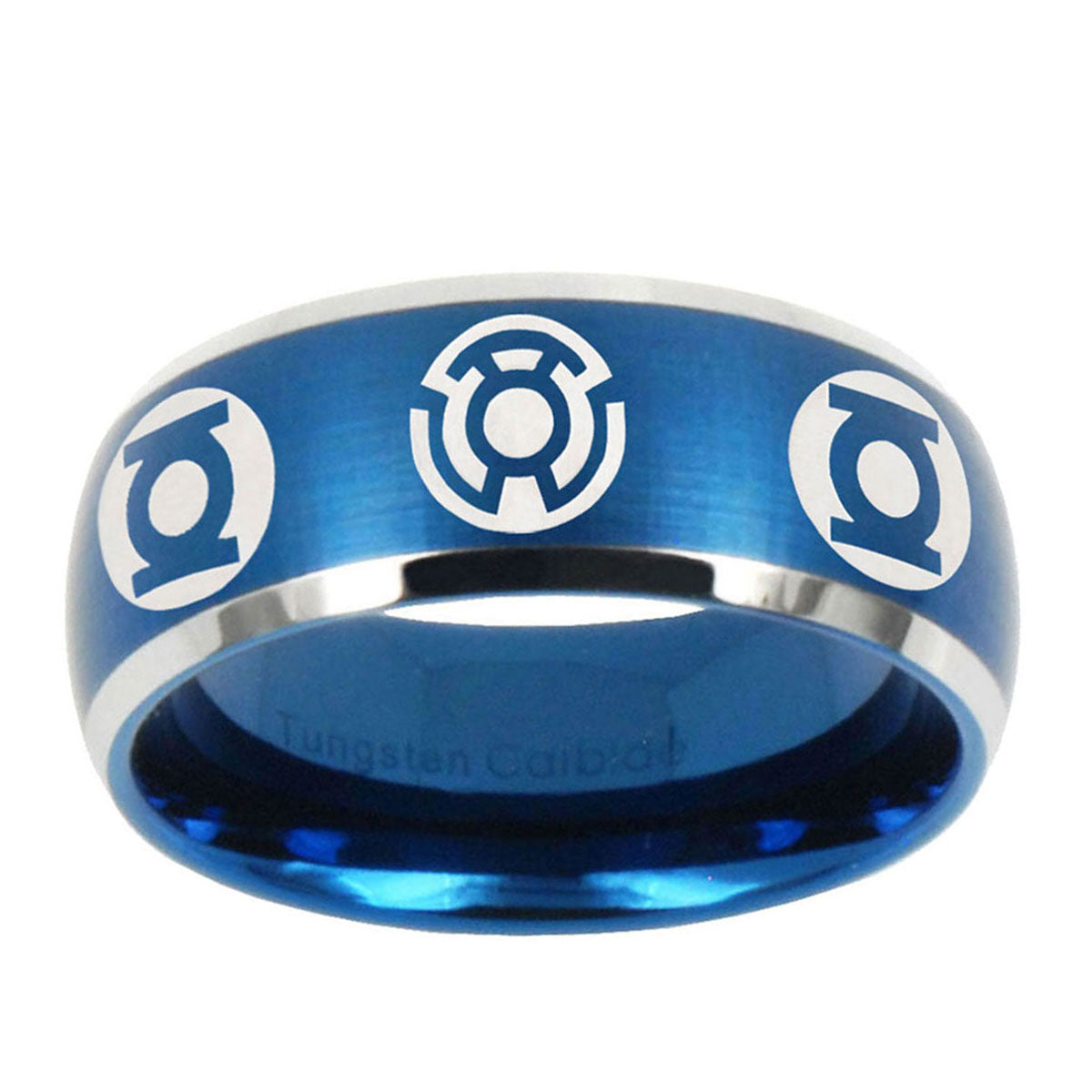5MMBlue Green Lantern Dome Matte Blue Tungsten Ring For Men