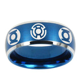 5, 8mm Blue Green Lantern Dome Matte Blue Tungsten Ring