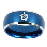 5, 8mm Supernatural Dome Matte Blue Mens Comfort Fit Wedding Bands