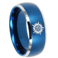 8MM Supernatural Dome Matte Blue Mens Comfort Fit Wedding Bands