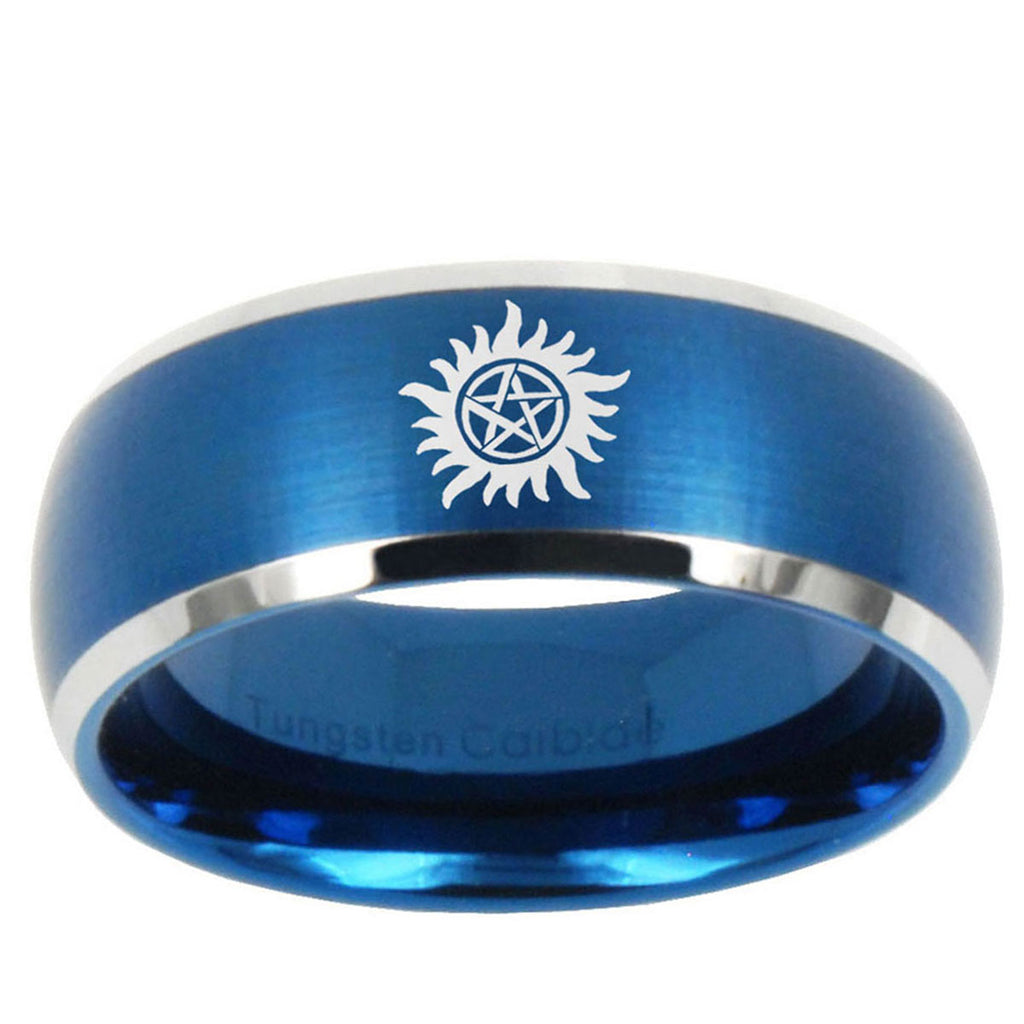 5MMSupernatural Dome Matte Blue Mens Comfort Fit Wedding Bands