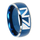 8mm N7 Design Dome Brushed Blue 2 Tone Tungsten Mens Promise Ring