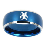8mm-Spiderman-Dome-Brushed-Blue-2-Tone-Tungsten-Carbide-Men's-Promise-Rings