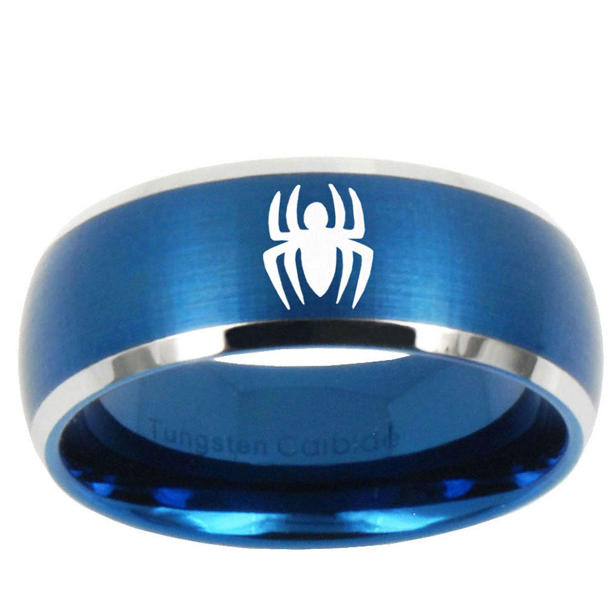 5MMSpiderman Dome Brushed Blue 2 Tone Tungsten Promise Ring