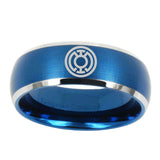 5, 8mm Blue Lantern Dome Matte Blue Mens Comfort Fit Wedding Bands