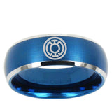 5, 8mm Blue Lantern Dome Matte Blue Mens Comfort Fit Wedding Bands