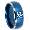 8MM American Atheist Dome Brushed Blue 2 Tone Tungsten Mens Ring