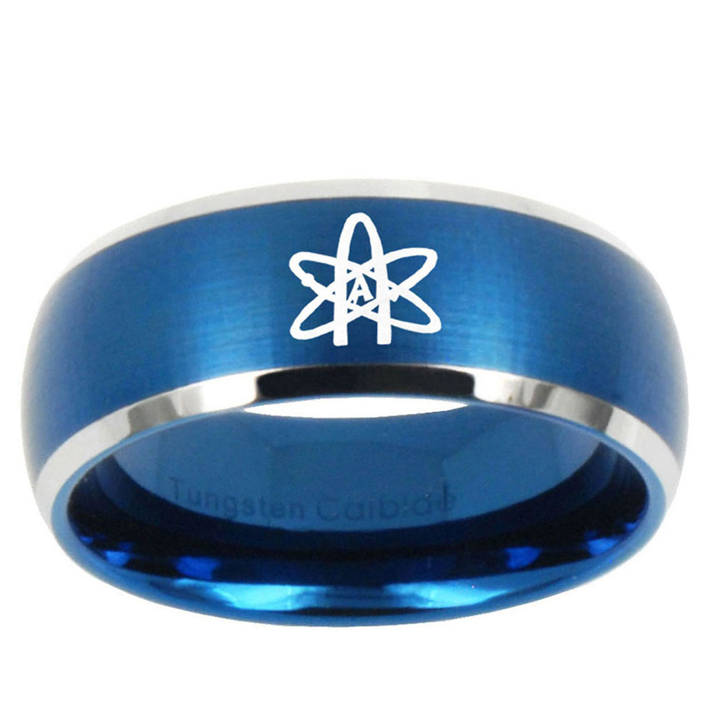 5MMAmerican Atheist Dome Brushed Blue 2 Tone Tungsten Mens Ring