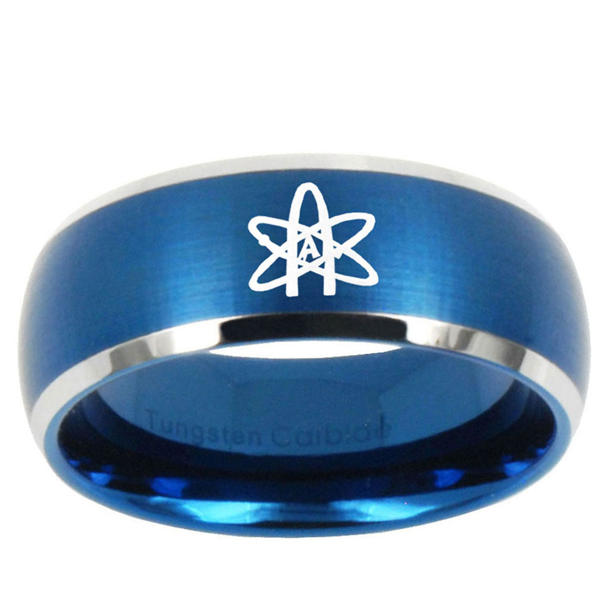 5MMAmerican Atheist Dome Brushed Blue 2 Tone Tungsten Mens Ring