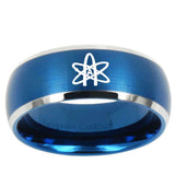 10mm American Atheist Dome Brushed Blue 2 Tone Tungsten Ring