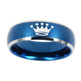 8mm-Crown-Dome-Brushed-Blue-2-Tone-Tungsten-Carbide-Engagement-Ring