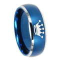 8MM Crown Dome Brushed Blue 2 Tone Tungsten Engagement Ring