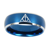 10mm-Deathly-Hallows-Dome-Brushed-Blue-2-Tone-Tungsten-Carbide-Promise-Ring