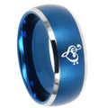 8MM Music & Heart Dome Brushed Blue 2 Tone Tungsten Ring