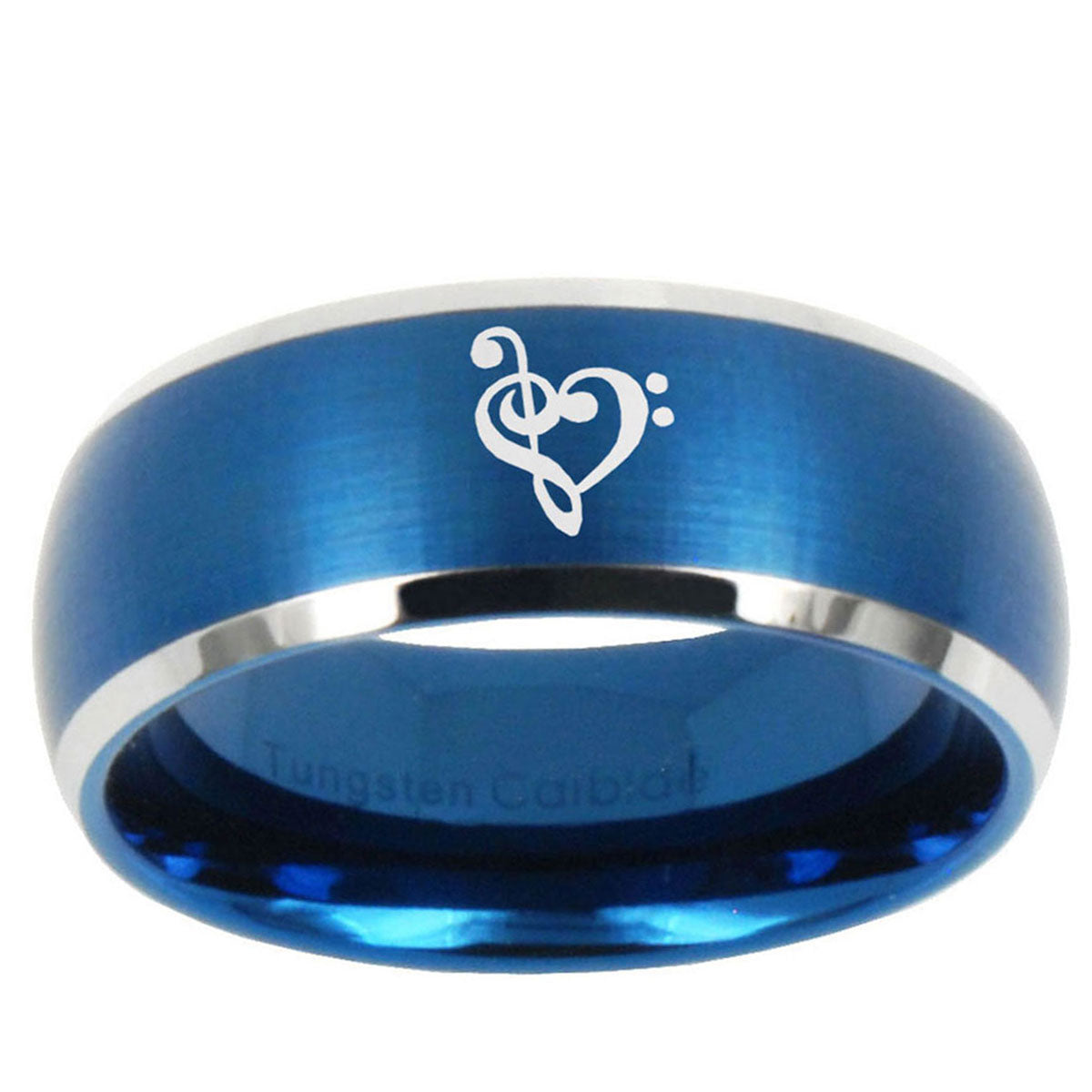 5MMMusic & Heart Dome Brushed Blue 2 Tone Tungsten Ring