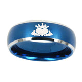 8mm-Claddagh-Design-Dome-Brushed-Blue-2-Tone-Tungsten-Carbide-Mens-Promise-Ring