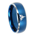 8MM Klingon Dome Brushed Blue 2 Tone Tungsten Men Ring Personalized