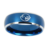 10mm-Mario-Boo-Ghost-Dome-Brushed-Blue-2-Tone-Tungsten-Carbide-Men's-Bands-Ring