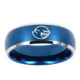 10mm Mario Boo Ghost Dome Brushed Blue 2 Tone Tungsten Ring