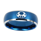 10mm-Mario-Mushroom-Dome-Brushed-Blue-2-Tone-Tungsten-Mens-Engagement-Band