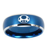 10mm Mario Mushroom Dome Brushed Blue 2 Tone Tungsten Ring