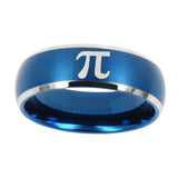 10mm-Math-Pi-Dome-Brushed-Blue-2-Tone-Tungsten-Carbide-Mens-Engagement-Ring
