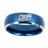 10mm-Mountain-Dew-Dome-Brushed-Blue-2-Tone-Tungsten-Carbide-Men's-Promise-Rings