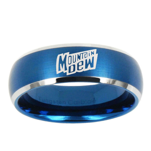 10mm Mountain Dew Dome Brushed Blue 2 Tone Tungsten Ring