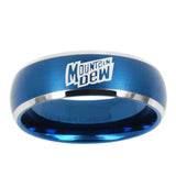 10mm Mountain Dew Dome Brushed Blue 2 Tone Tungsten Ring