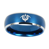 10mm-Naga-Dome-Brushed-Blue-2-Tone-Tungsten-Carbide-Mens-Ring