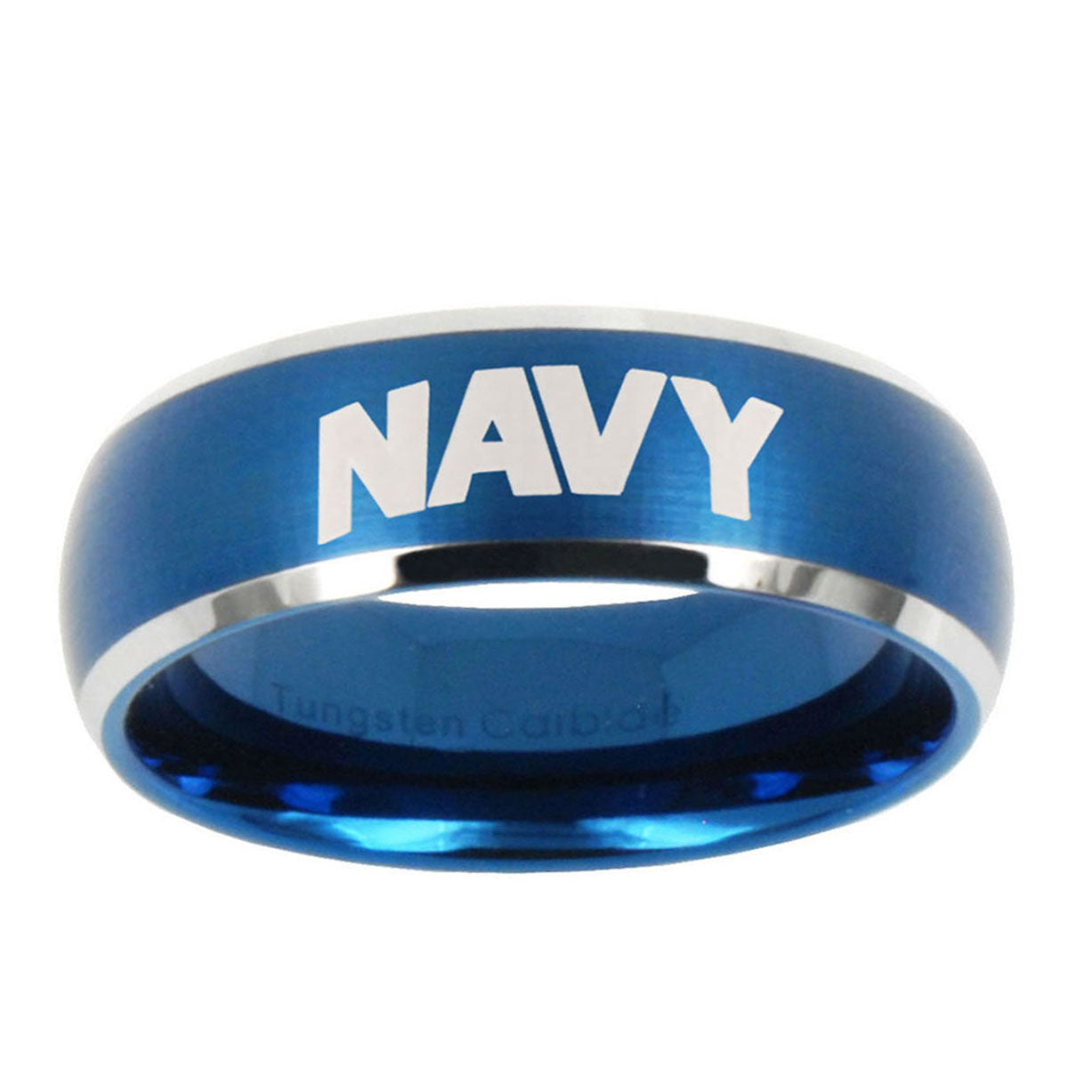 5MMNavy Dome Brushed Blue 2 Tone Tungsten Wedding Ring