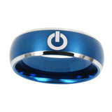 10mm-Power-Dome-Brushed-Blue-2-Tone-Tungsten-Carbide-Mens-Ring-Personalized