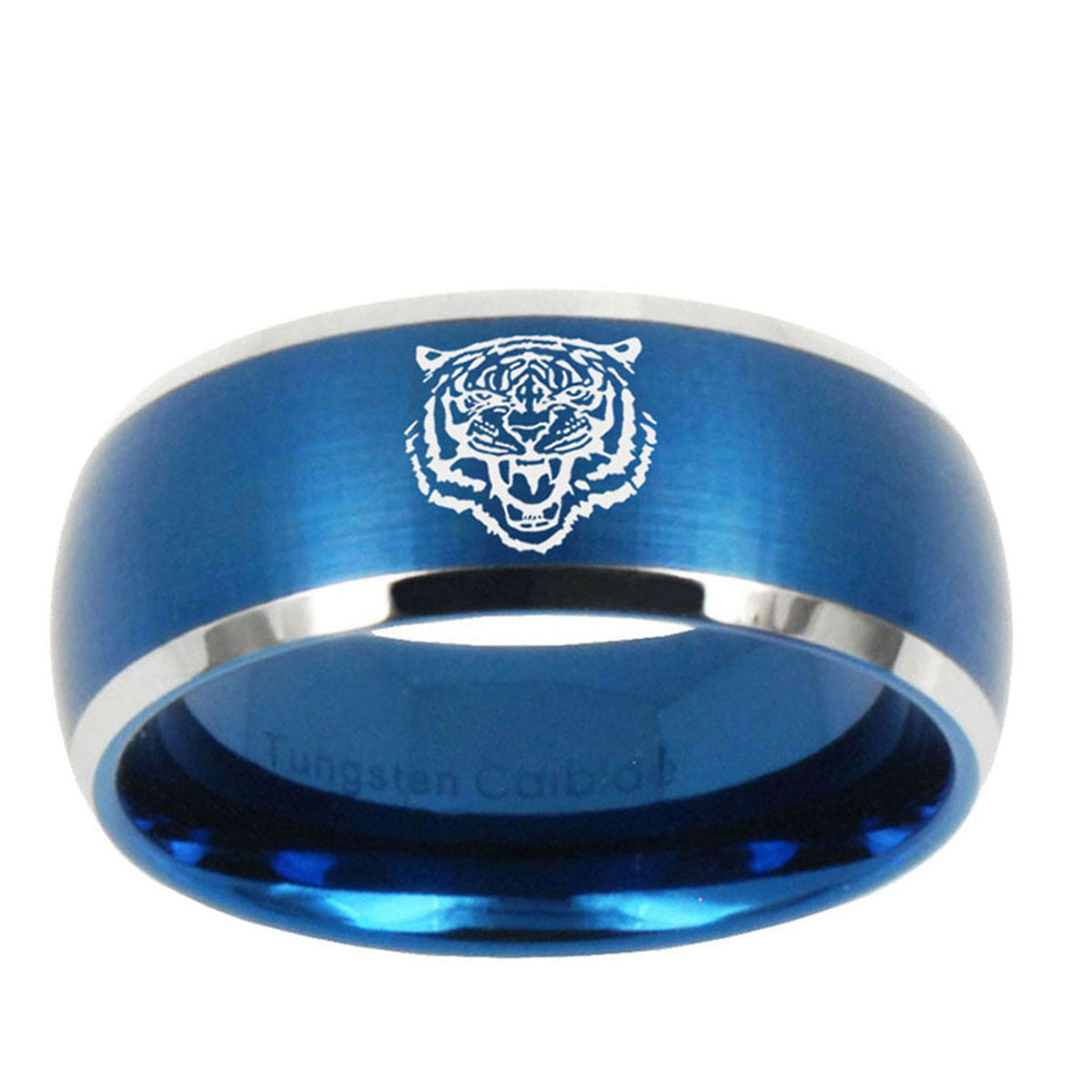 5MMLion Dome Brushed Blue 2 Tone Tungsten Wedding Band Ring