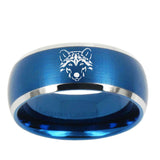 5, 8mm Wolf Dome Brushed Blue 2 Tone Tungsten Ring