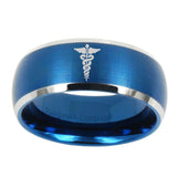 10mm-Medical-Symbol-Dome-Brushed-Blue-2-Tone-Tungsten-Mens-Wedding-Band