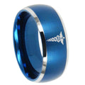 8MM Medical Symbol Dome Brushed Blue 2 Tone Tungsten Ring