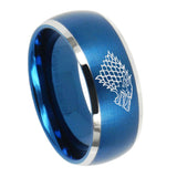 8mm Game Of Thrones House Stark Direwolf Dome Brushed Blue 2 Tone Tungsten Wedding Band Ring
